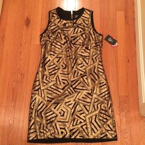 NWT Vince Camuto Gold Sheath Dress Size 6